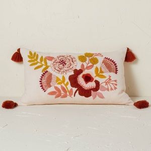 MOVING SALE! Jungalow Embroidered Floral Bohemian Warm Lumbar Throw Pillow